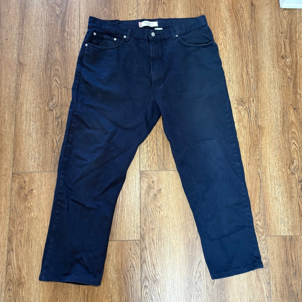 VTG y2k Levis 505 Regular Fit Jeans Mens 39x29 Navy Blue Straight Leg Denim Pant